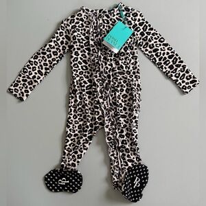Posh Peanut Leopard Print 6-9 Month Zip Footie